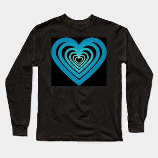 Blue Green Heart Pattern Long Sleeve T-Shirt